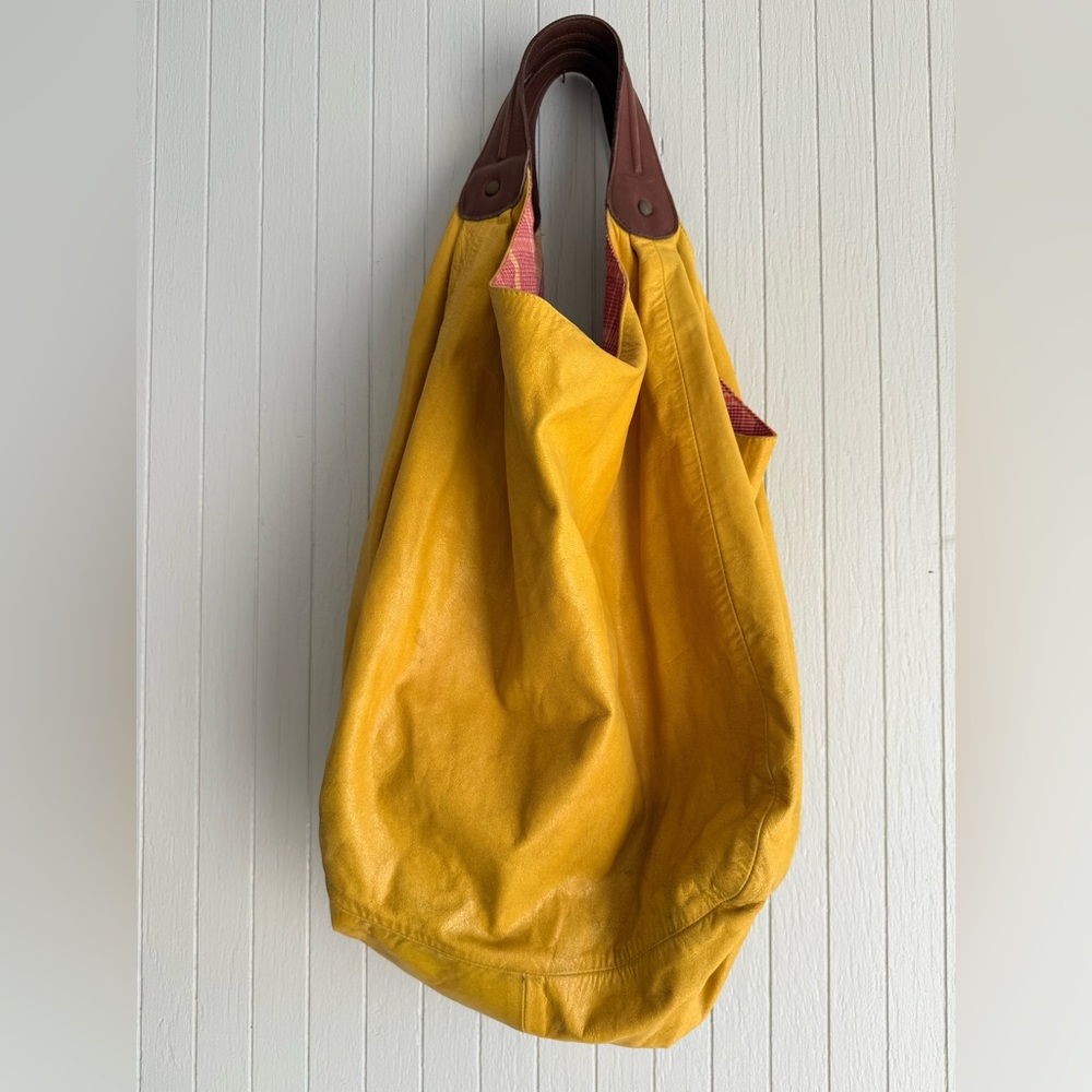Yellow Leather Tote by Talula de La Lune
